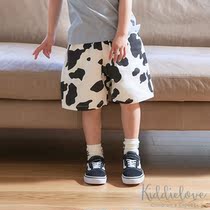 Kiddielove Japanese childrens clothing bRoom cotton multi-pattern elastic band loose half pants