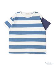 Kiddielove Japanese childrens clothing quoti use fith cotton color matching wide striped short-sleeved T-shirt