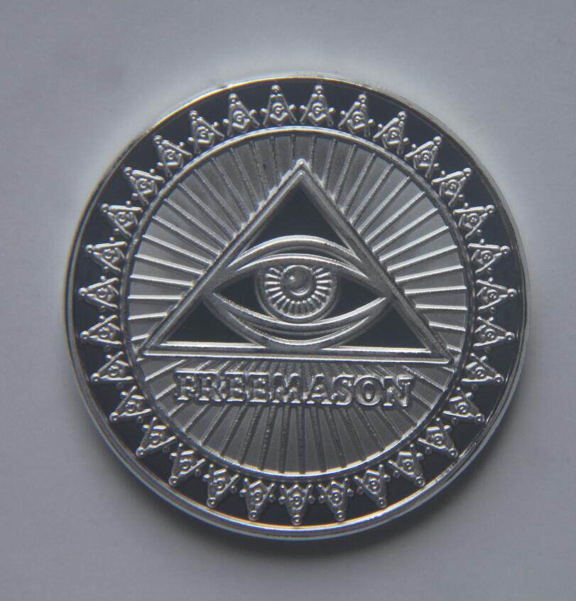 Commemorative Medal Silver-plated American Masonic Coin Diameter About 40mm Collection