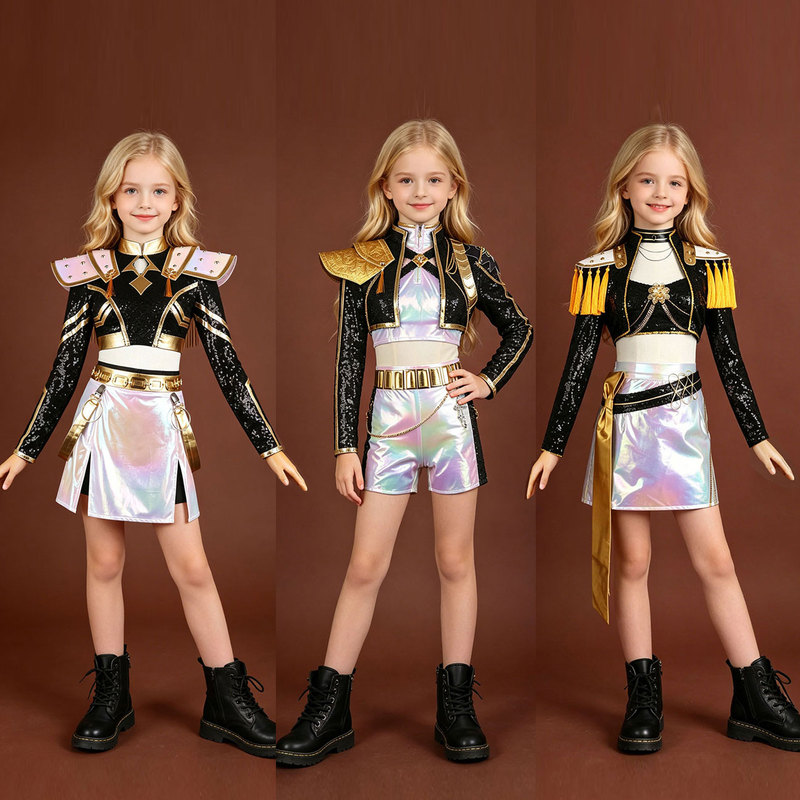 Rumiko Zimira Black Gold Demon Hunter Two-Dimensional Anime Girl Costume Children's Demon Slayer Girl Group Performance Outfit