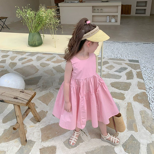 Юбка на девочку, цветная летняя одежда, тонкая майка топ, детское платье без рукавов, детская одежда, коллекция 2023