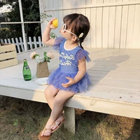 Летний детский кружевной купальник для принцессы, в корейском стиле, в западном стиле