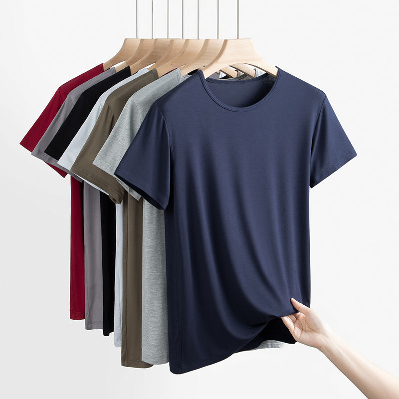 Men's Large Size 100kg Modal Short-Sleeve T-Shirt, Round Neck, Loose Fit, Thin Half-Sleeve Undershirt