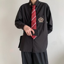 Original DK uniform Ruffian handsome shirt Mens long-sleeved loose all-match embroidery jk shirt student clothes College style school class clothes