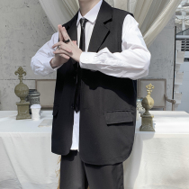 Fold and wear retro dk uniform suit vest Mens college style couple sleeveless horse clip waistcoat outside jk vest jacket