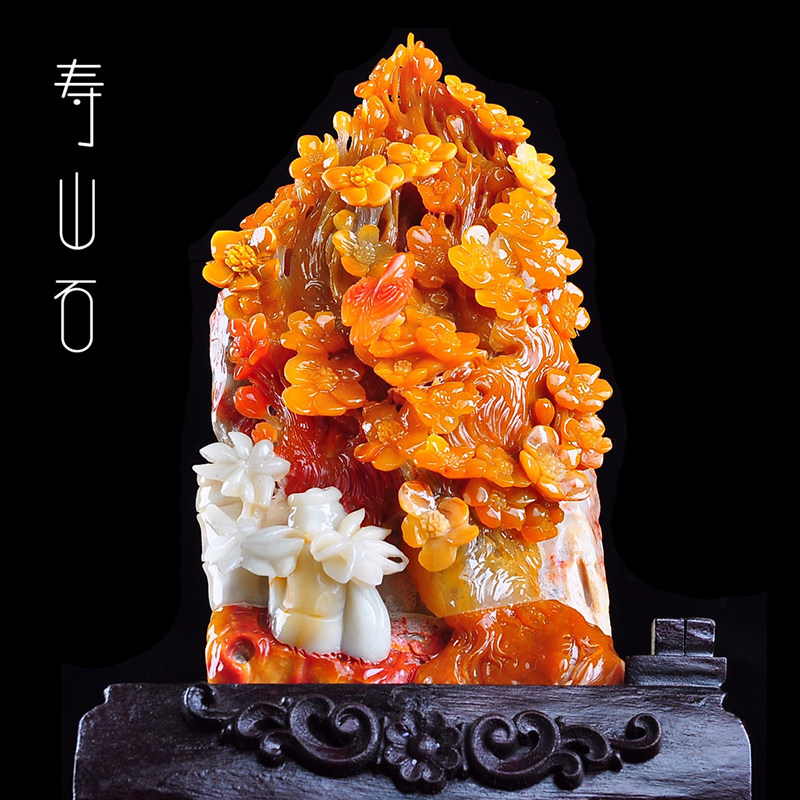 Fujian Shoushan Stone Pendulum Piece Rich And Expensive High Rise Engraving Boutique Living Room Book House Living Room Xuanguan Stone Sculpture Seal Engraving Natural