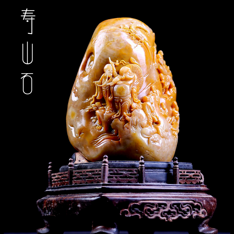 Shoushan stone ornaments Eight immortals across the sea ornaments Stone carving Living room entrance desktop Town house strange stone carving boutique stone