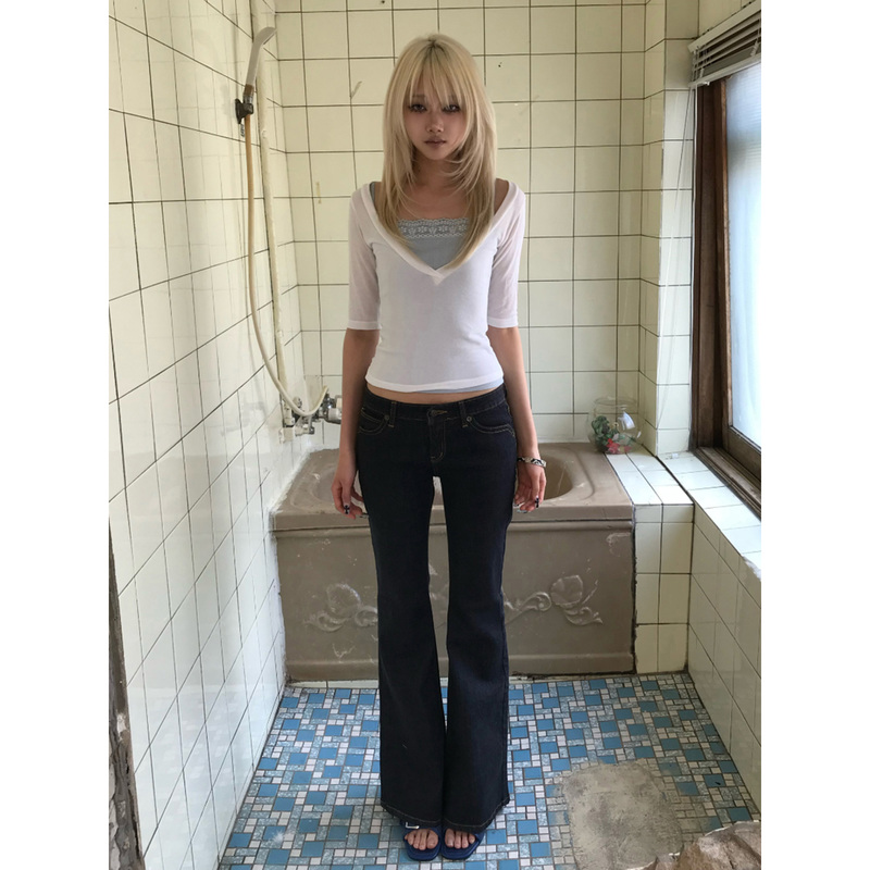 American Retro Classic Original Color Hot Girl Low-Waist Flared Jeans Women's New Slim Fit Straight Casual Long Pants American Retro Classic Original Color Hot Girl Low-Waist Flared Jeans Women's New Slim Fit Straight Casual Long Pants