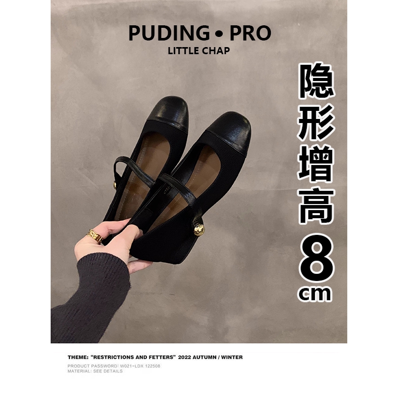 Black Mary Jane Shoes for Women with Hidden Height Increase, 2026 New Versatile Square-Toe Single Shoes with High Heels Black Mary Jane Shoes for Women with Hidden Height Increase, 2026 New Versatile Square-Toe Single Shoes with High Heels