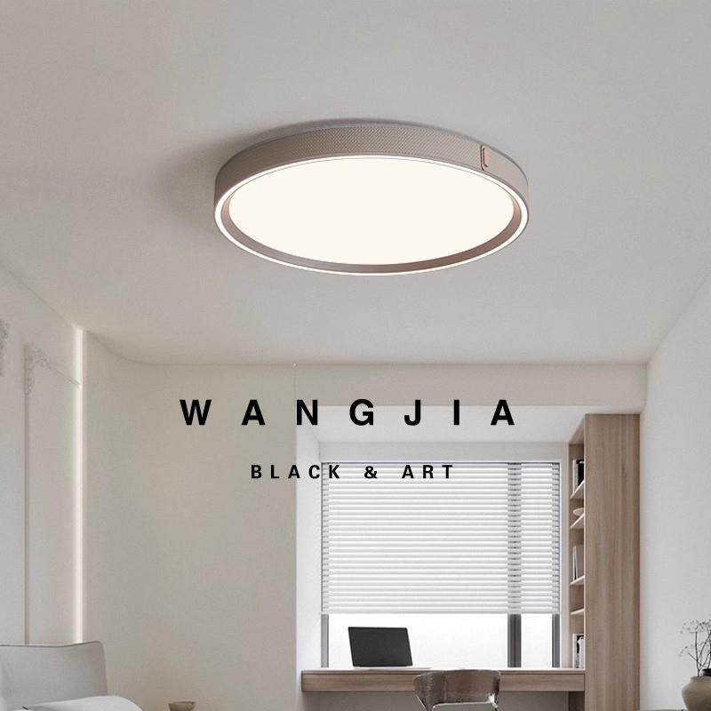 Italian Minimalist Bedroom Round Ceiling Lamp Master Bedroom Modern Light Luxury Study High-End Leather Full Spectrum Eye Protection Lamp