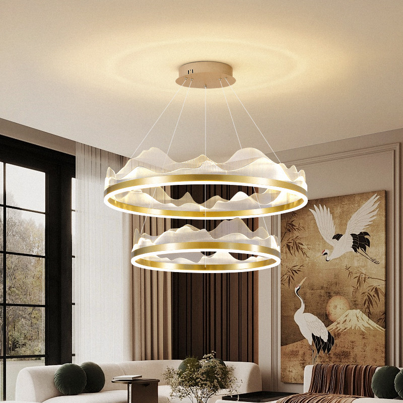 New Chinese-Style Chandelier Living Room Lamp 2025 New Model Dining Room Bedroom Chinese Style Light Luxury Dining Room Zen Mountain-Shaped Lighting Fixtures