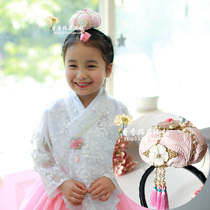 Green Plums New North Korea Han Han Fu Woman Hair Accessories New Year Headwear Childrens Hair Hoop Photo Stage Flower Bud Hair Band