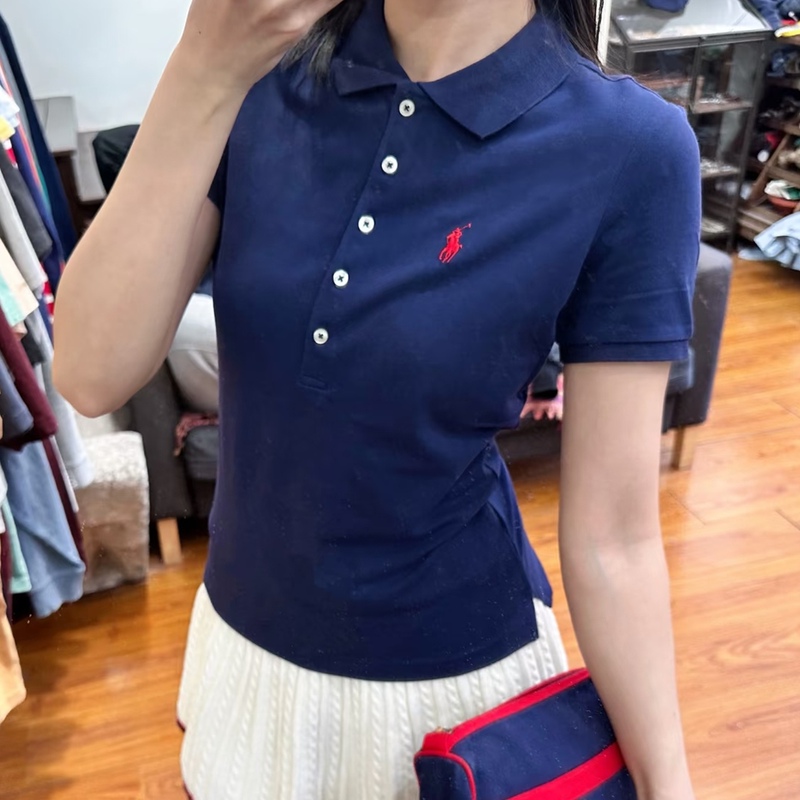 Ralph Lauren Ralph Lauren Lapel Polo Shirt Five-Button Pony Logo Business Casual Short-Sleeved T-Shirt for Women