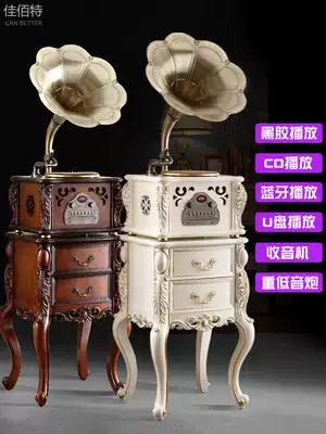 Vinyl turntable machine gramophone Retro living room European-style old-fashioned household big horn record mechanical and electrical record machine CD machine