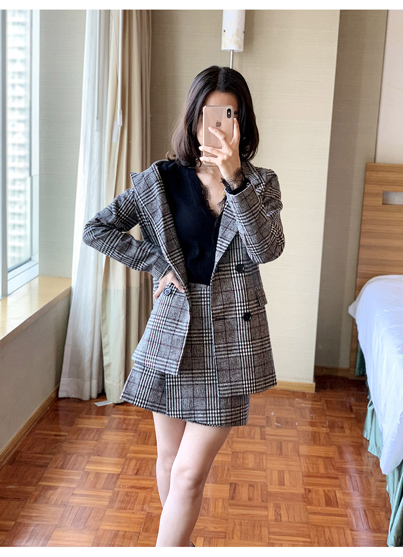 Bây giờ thêm phân bón XL cho nữ béo mm2018 mùa thu đông mặc áo khoác + váy phù hợp với khí chất Hàn Quốc áo sơ mi nữ kiểu
