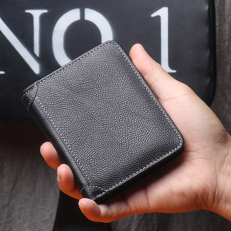 New thin men short wallet headskin vertical soft leather wallet youth business leisure wallet
