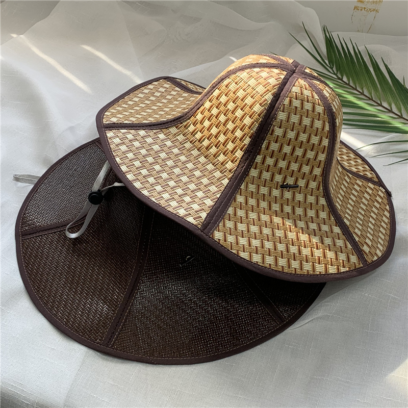 Summer Breathable Sun Hat with Large Brim for Men and Women, Outdoor Sun Protection Straw Hat, Foldable for Farm Work, Tea Picking, and Fishing