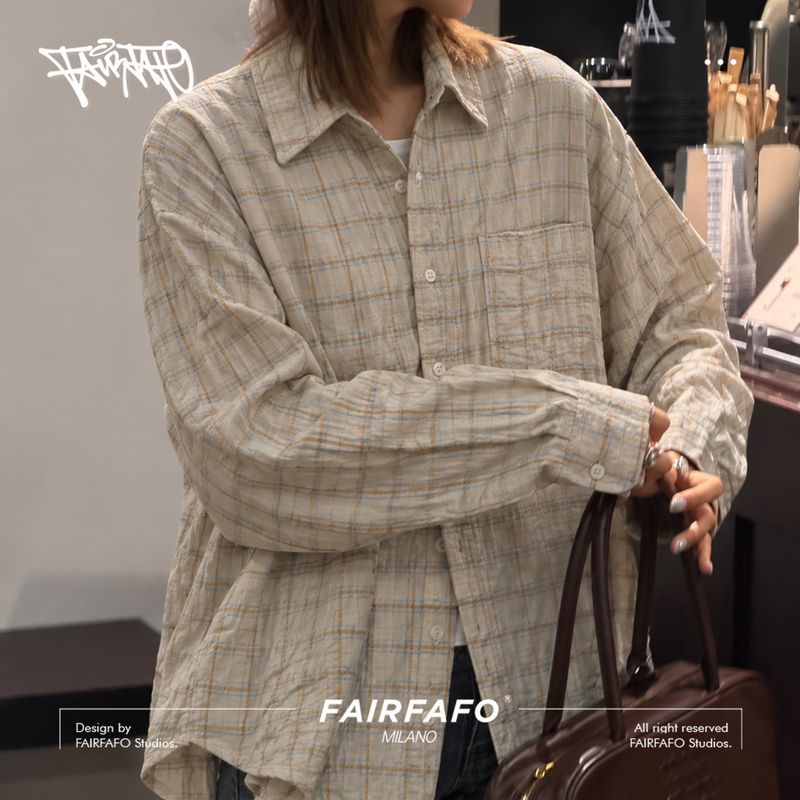 【Shirt with Distressed Texture Design】Cs511F0057 【Shirt with Distressed Texture Design】Cs511F0057