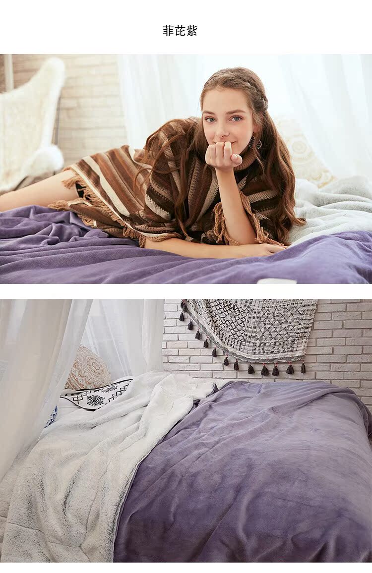Bắc Âu thỏ lông cừu chăn chăn chăn dày hai lớp mùa thu và mùa đông sofa chăn đơn đôi chăn giải trí chăn - Ném / Chăn mền nhung