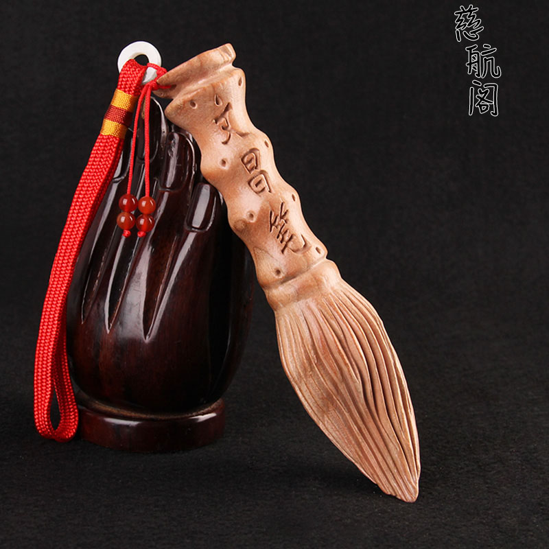 Peach wood Wenchang pen pen pen pendant decoration bamboo section backgammon wood carving desk study