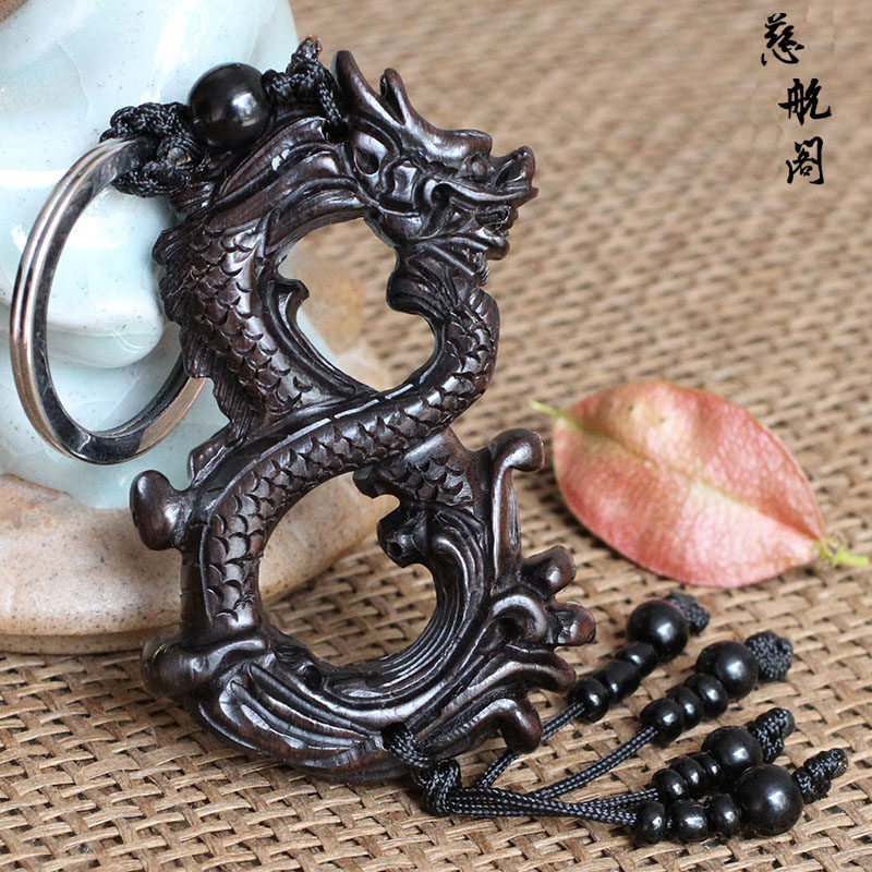 Taishan Citatsu Penthouse Black Sandalwood Hair Treasure Dragon Key Button 8 Words Dragon First End Connected