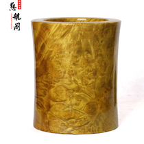 Golden camphor pen holder gold camphor wood study Four Treasures wood carving pen holder crafts ornaments gift