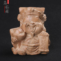 Peach Wood wealth god home furnishings wood carving peach wood fortune car ornaments without paint environmental protection