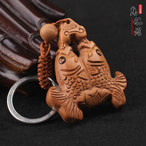 Taishan Cihang Pavilion peach wood carving Pisces