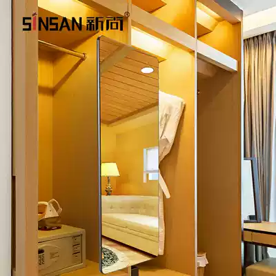 Wardrobe mirror Full-length mirror Full-length mirror European-style makeup push-pull mirror rotating telescopic folding full-length mirror floor wall hanging