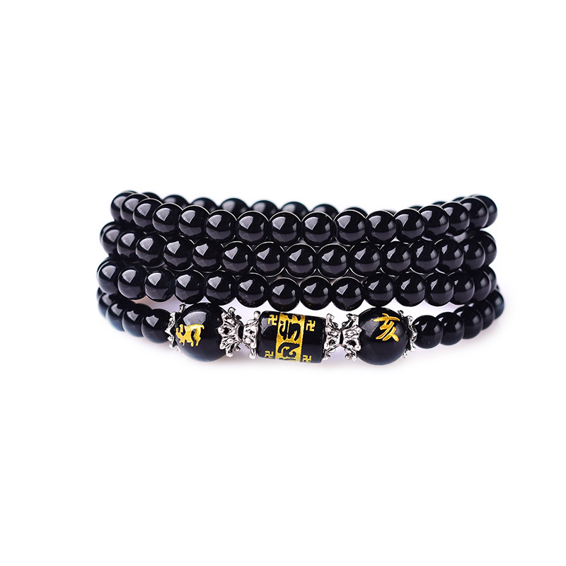Obsidian Twelve Zodiac Couple Bracelets for Women, Student Style, Simple Korean Style Trendy Tibetan Silver Men's Bracelet Jewelry Obsidian Twelve Zodiac Couple Bracelets for Women, Student Style, Simple Korean Style Trendy Tibetan Silver Men's Bracelet Jewelry