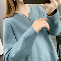 Womens split V-neck sweater womens inner set early autumn 2021 New Womens Foreign style loose knitted base shirt