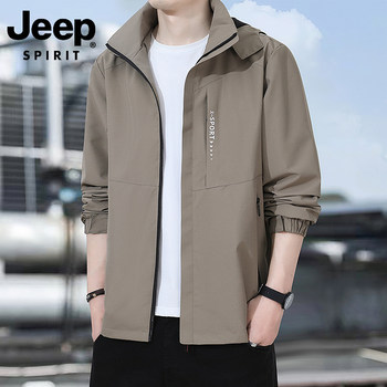 Jeepspirit Spring and Autumn Jacket Men's Windbreaker Trendy Brand Loose Outdoor Winter Windproof Waterproof Large Size Jacket