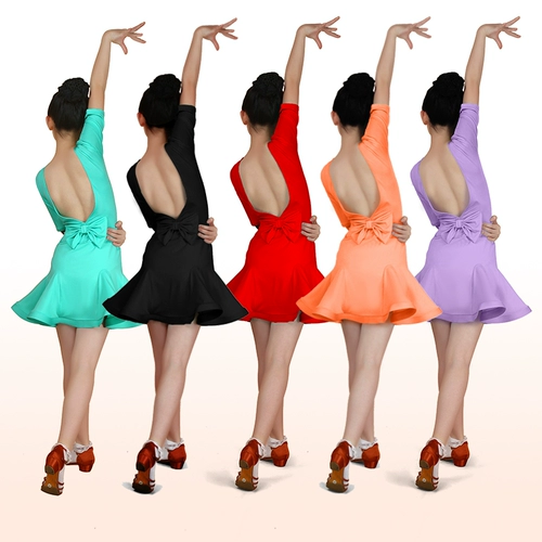 Детская латинская танцевальная юбка, спина, маленькие дети, девочки, девочки, девочки, упражнения на выступлениях, предусматривают лето