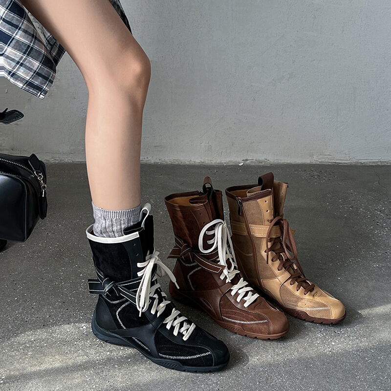 Xinjiang Grassland Outdoor Boots Chengdu Handmade Women's Shoes Retro Height-Increasing Martin Boots Women's 2025 New Boxing Boots