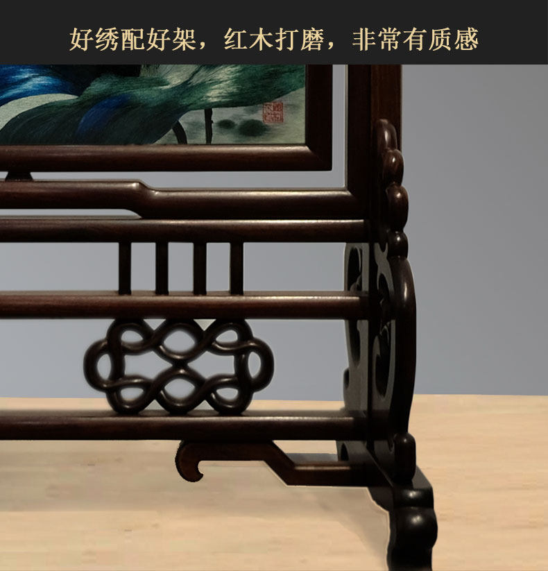 Вышивка Сучжоу 艺绫手工刺绣精品1丝苏绣双面绣摆件新房别墅红木伴手礼水墨荷花