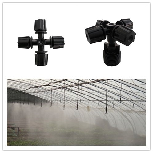 4 points plastic cross nozzle Low pressure atomization nozzle Greenhouse nursery seedling spray Garwet farm to cool down
