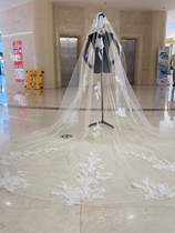 美高3.5米韩国纱蕾丝长头纱新娘头饰品结婚仪式样片拍摄外景造型