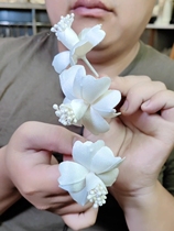 Mego original retro satin handmade camellia bridal headwear and makeup styling photo and travel photo props