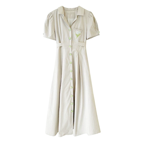 Зеленая летняя рубашка, платье, приталенный корсет, длинная юбка, французский стиль