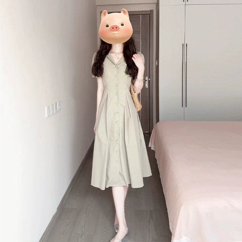 Зеленая летняя рубашка, платье, приталенный корсет, длинная юбка, французский стиль