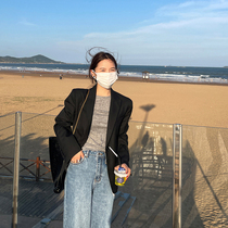 WXLSTUDIO Black Casual Suit Jacket Woman 2021 New Early Autumn Superior Design Sense Temperament West Suit