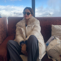 WXLSTUDIO Lamb hair collar brightly feather feather female winter new warm and thick outline coat