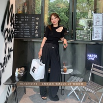 WXLSTUDIO hollow knitted short sleeve T-shirt female 2021 summer thin design sense niche slim slim top