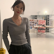 WXLSTUDIO Melino wool knitted sweater autumn and winter new menu - thin V - collar blouse
