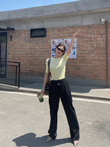 WXLSTUDIO hanging wide leg pants womens 2021 summer new Korean loose black high waist slim suit pants