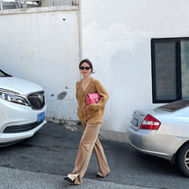 WXLSTUDIO LAZY WIND Large Sweater Cardiovert Coat Woman Card Its Color 2021 New Loose Knit Blouse