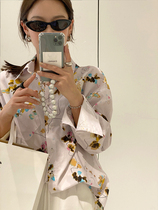 wxlstudio niche print design sense shirt female 2021 spring new loose temperament long sleeve top