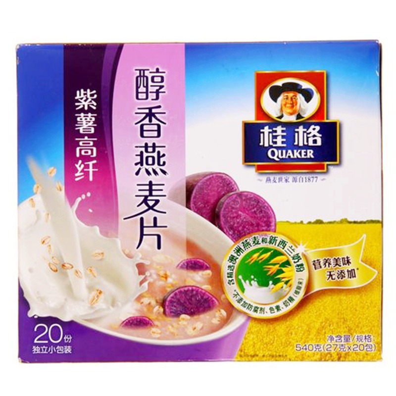 【天猫超市】百事桂格醇香燕麦片紫薯高纤味540g 新老包装交替中