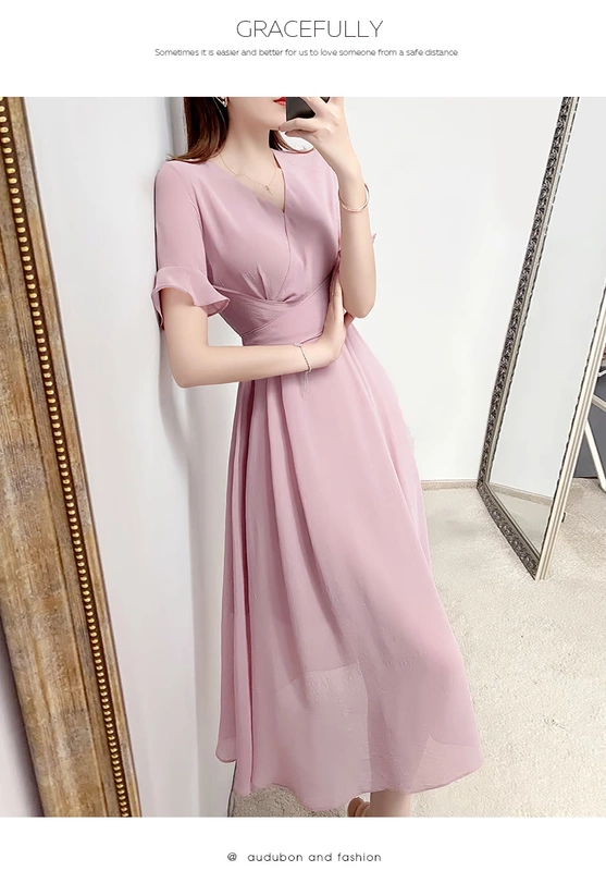 Kiểu mới cho nữ 2021 mẫu hot, váy giảm tuổi và giảm béo, giảm béo mùa hè cho nữ, váy dài, váy Platycodon, váy tình yêu đầu tiên, dòng rừng - Váy dài