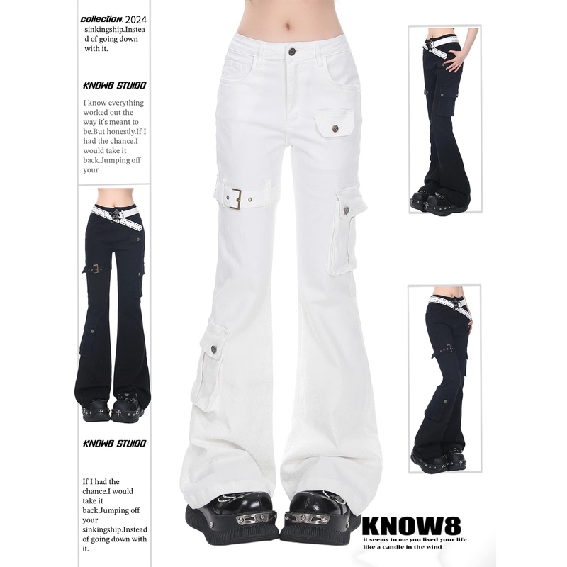 Know8 American Retro Multi-Pocket Workwear Jeans for Men and Women, Loose Casual Versatile Flared Pants, Trendy Brand